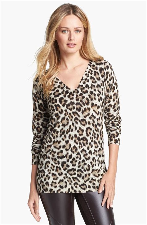 michael kors leopard print sweater|Michael Kors Collection Leopard Jacquard 3/4.